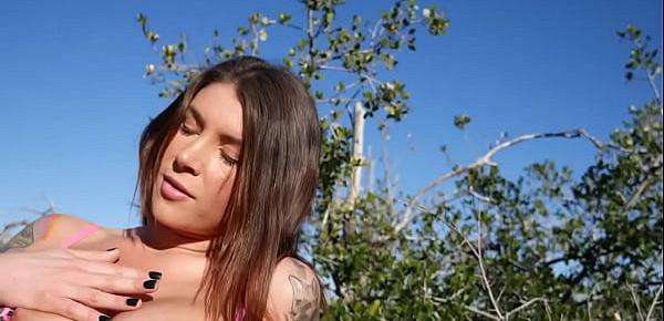  Felicity Feline outdoors masturbation with a view